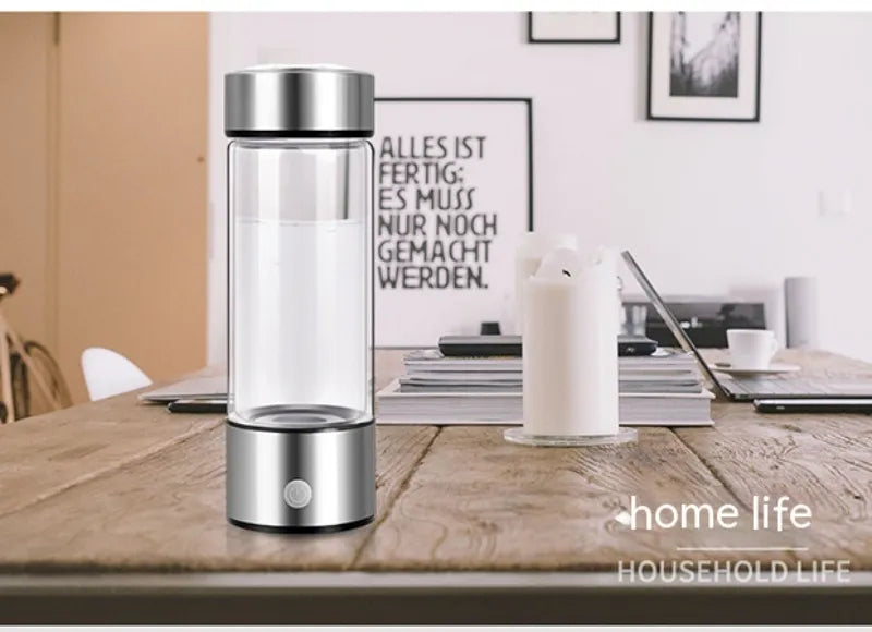 Rootside H2 borosilicate glass hydrogen water bottle